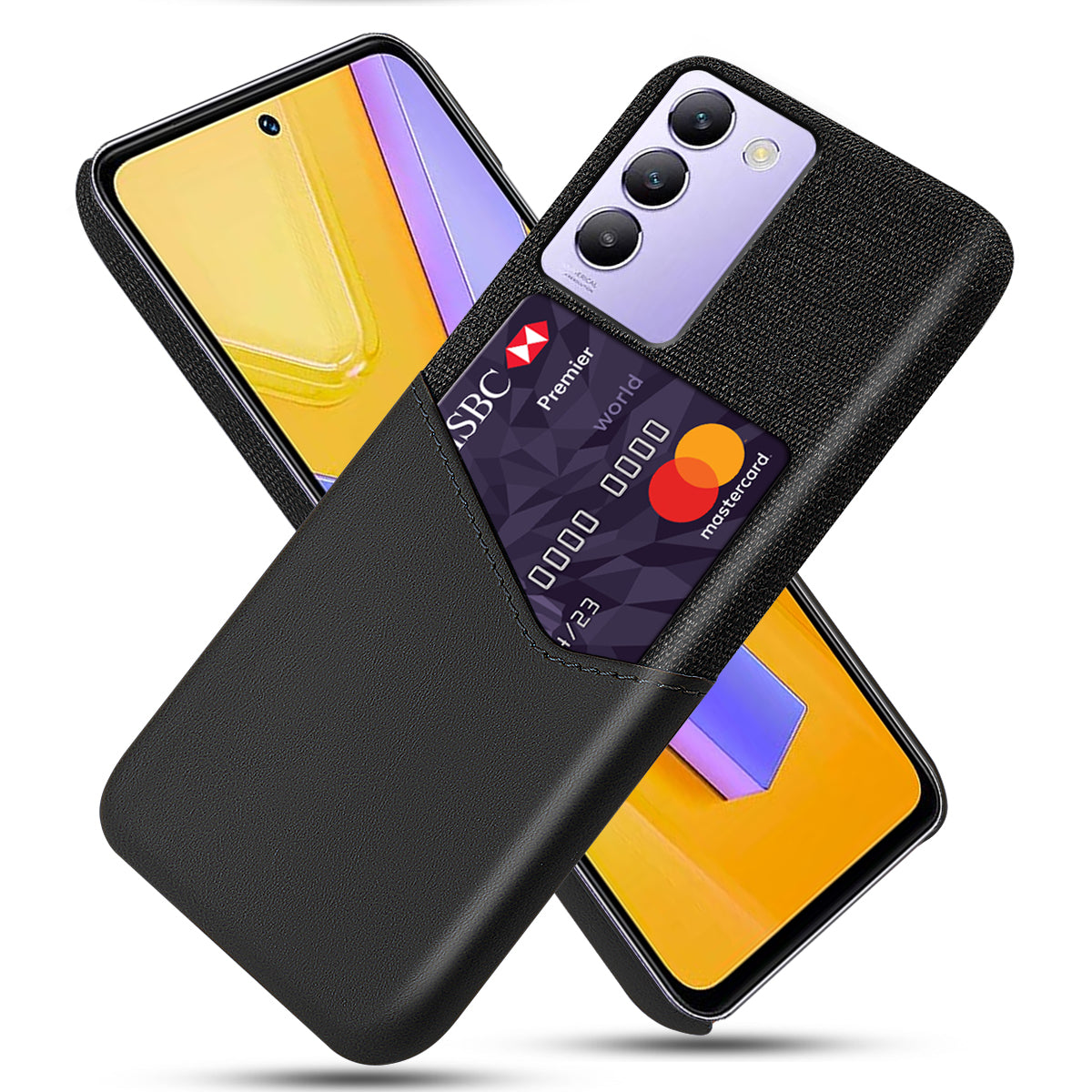 For vivo Y100 5G (Indonesia) / Y200e 5G Case Leather Coated PC Protective Phone Cover with Card Slot For vivo Y100 5G (Indonesia) / Y200e 5G Case Leather Coated PC Protective Phone Cover with Card Slot